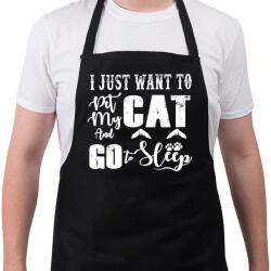 printfashion I just want to pet my cat and go to sleep - Kötény - Fekete (16407346)