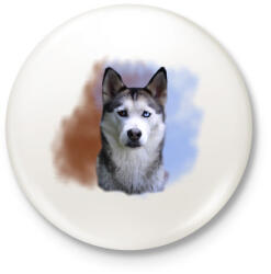 printfashion husky-portré - Kitűző, hűtőmágnes - Fehér (3080710)