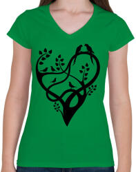 printfashion A szeretet fája - Női V-nyakú póló - Zöld (1610902)