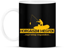 printfashion Horgászni megyek majd holnap megcsinálom - Bögre - Fekete (4711212)