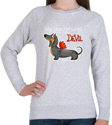 printfashion My dachshund is a little DEVIL" - Női pulóver - Sport szürke (13414716)