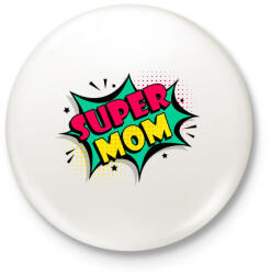 printfashion SuperMom! - Kitűző, hűtőmágnes - Fehér (4249854)