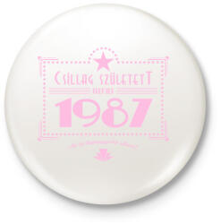 printfashion csillag-1987-pink - Kitűző, hűtőmágnes - Fehér (3076665)