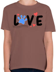 printfashion Animal love - Gyerek póló - Mogyoróbarna (2540055)