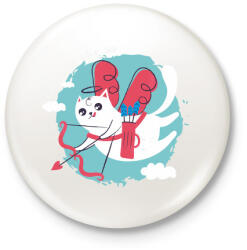 printfashion Cica - cat is in the air ! - Kitűző, hűtőmágnes - Fehér (4243136)