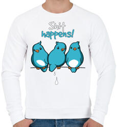 printfashion Shit happens - történnek szar dolgok - Férfi pulóver - Fehér (4188258)