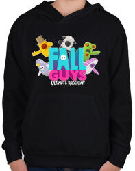 printfashion Fall Guys Ultimate Knockout - Gyerek kapucnis pulóver - Fekete (2834282)