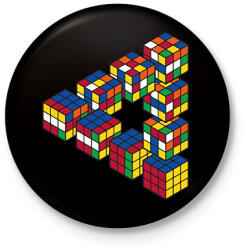 printfashion Rubik-kocka - Kitűző, hűtőmágnes - Fekete (15633392)
