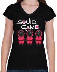 printfashion Squid Game - Női V-nyakú póló - Fekete (5444991)