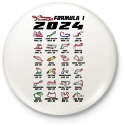 printfashion Formula 1 - 2024 versenynaptár (fekete) - Kitűző, hűtőmágnes - Fehér (14432456)