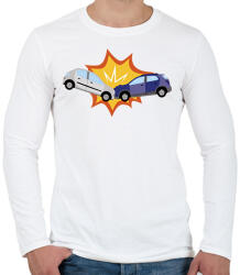 printfashion Kocsi ütközés - Férfi hosszú ujjú póló - Fehér (7651380)