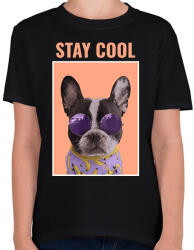 printfashion Stay Cool Frenchie - Gyerek póló - Fekete (11444486)