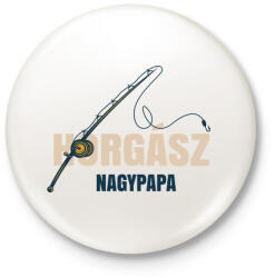 printfashion Horgász nagypapa - Kitűző, hűtőmágnes - Fehér (4837289)