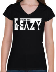 printfashion G-eazy I wanna rock - Női V-nyakú póló - Fekete (2233712)