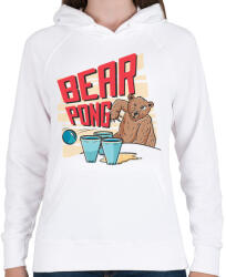 printfashion Bear pong - Női kapucnis pulóver - Fehér (5095762)