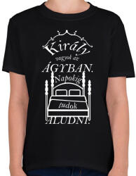 printfashion király az ágyban (fehér szöveggel) - Gyerek póló - Fekete (13511786)