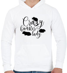 printfashion Őrült hörcsögös hölgy - Férfi kapucnis pulóver - Fehér (14473088)