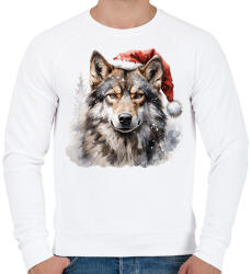 printfashion Karácsonyi farkas - Férfi pulóver - Fehér (14950053)