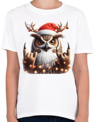 printfashion Vicces karácsonyi rocker party bagoly - Gyerek póló - Fehér (15253961)