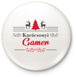 printfashion Karácsonyi gamer - Kitűző, hűtőmágnes - Fehér (11003003)