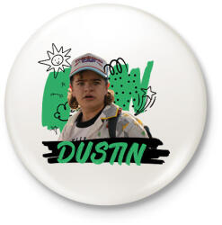 printfashion Dustin - Stranger Things - Kitűző, hűtőmágnes - Fehér (11606821)