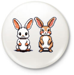 printfashion pixel nyuszik - Kitűző, hűtőmágnes - Fehér (15299549)