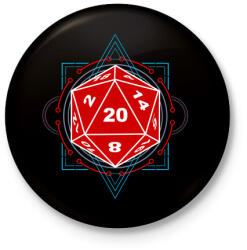 printfashion Sci-Fi D20 (Piros-Kék) - Kitűző, hűtőmágnes - Fekete (3103064)
