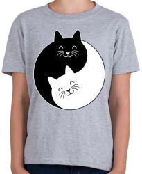 printfashion Yin-Yang macskák - Gyerek póló - Sport szürke (14501617)