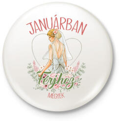 printfashion Januárban férjhez megyek - Kitűző, hűtőmágnes - Fehér (7339347)