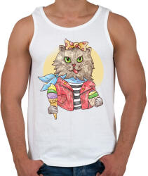 printfashion Vintage macska - Férfi atléta - Fehér (5190018)