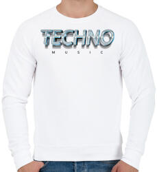printfashion Techno music - Fémes - Férfi pulóver - Fehér (6581577)