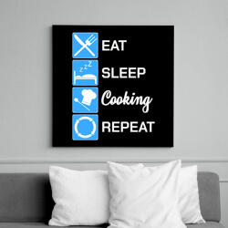 printfashion EatSleepCookingRepeat - Vászonkép - Fekete (6652335)