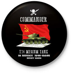 printfashion t34-commander - Kitűző, hűtőmágnes - Fekete (3103154)