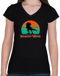 printfashion Jurassic World - Női V-nyakú póló - Fekete (10743952)