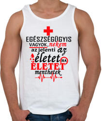printfashion Tisztelet az egészségügynek! - Férfi atléta - Fehér (4851395)