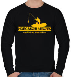 printfashion Horgászni megyek majd holnap megcsinálom - Férfi pulóver - Fekete (4695174)