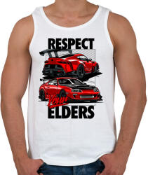 printfashion TOYOTA SUPRA MK4 vs MK5 RESPECT YOUR ELDERS - Férfi atléta - Fehér (15301709)