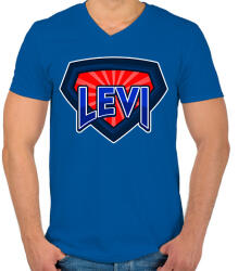 printfashion LEVI - Férfi V-nyakú póló - Királykék (10839013)