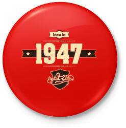 printfashion born-in-1947-cream-choco - Kitűző, hűtőmágnes - Piros (3107840)