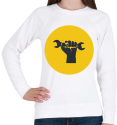 printfashion Autószerelős minta - sárga - Női pulóver - Fehér (6563748)