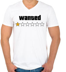 printfashion Wanted Level 1 - Férfi V-nyakú póló - Fehér (16430724)