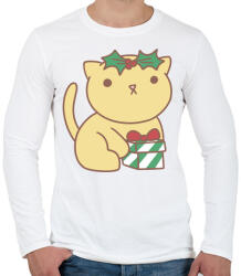 printfashion Karácsonyi cica - Férfi hosszú ujjú póló - Fehér (5627872)