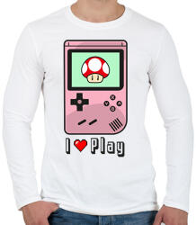 printfashion I Love Play - Férfi hosszú ujjú póló - Fehér (13477533)