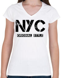 printfashion NYC ORIGINAL STYLE - Női V-nyakú póló - Fehér (4380662)