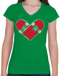 printfashion Deszka szerelem - Női V-nyakú póló - Zöld (264907)