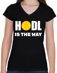 printfashion BITCOIN 4EVER 26 - Női V-nyakú póló - Fekete (6036613)