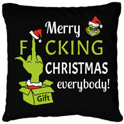 printfashion Merry f. cking christmas - Párnahuzat, Díszpárnahuzat - Fekete (14901805)