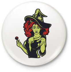 printfashion Witch lollipop - Kitűző, hűtőmágnes - Fehér (3090292)