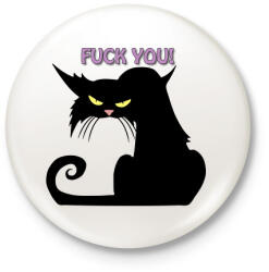 printfashion Black cat - Kitűző, hűtőmágnes - Fehér (3075589)