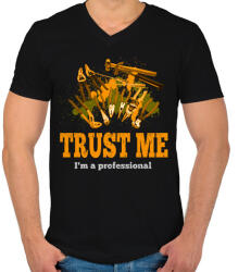 printfashion trust me - Férfi V-nyakú póló - Fekete (2371530)